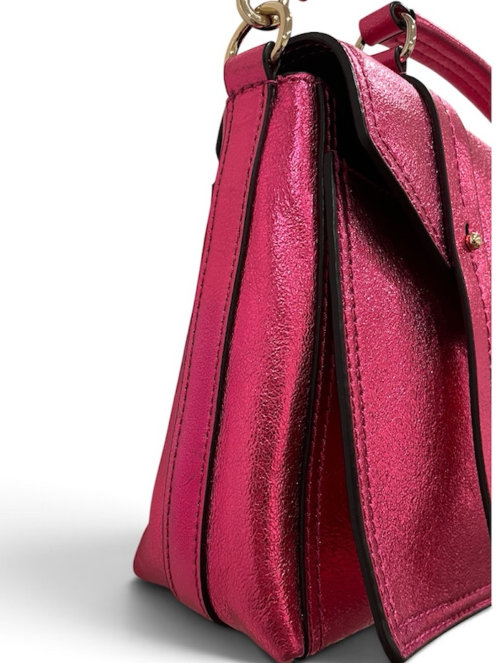 Henri Bendel Cambria Metallic Lipstick Pink Leather Satchel/Crossbody NWT - Picture 14 of 16